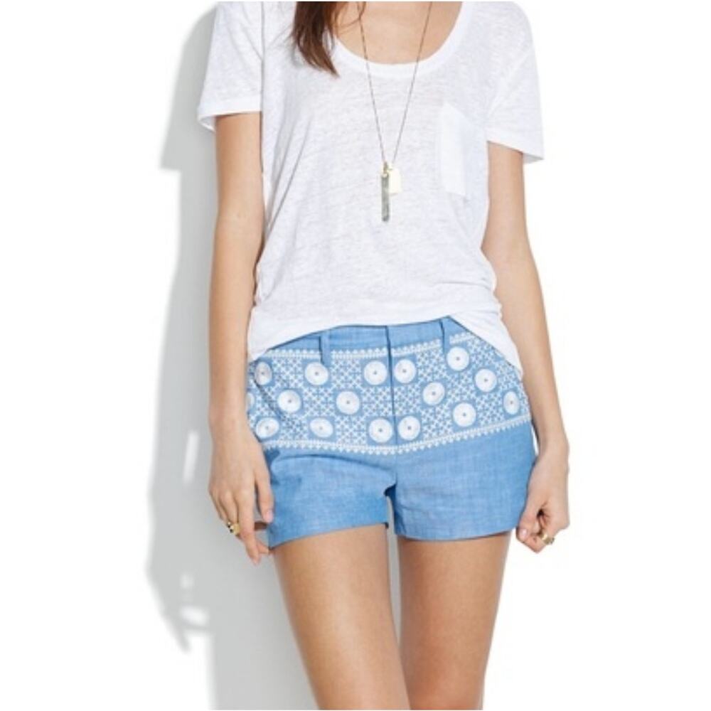 Madewell Chambray Sunstitch Shorts Blue 2